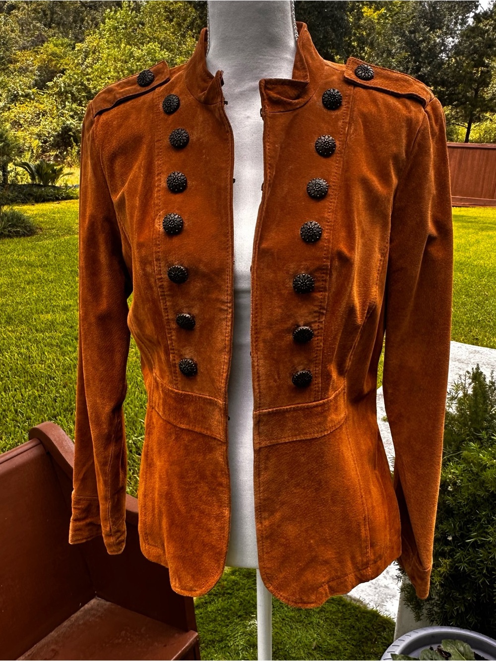 Women's Rust Velvet Military-Style Jacket